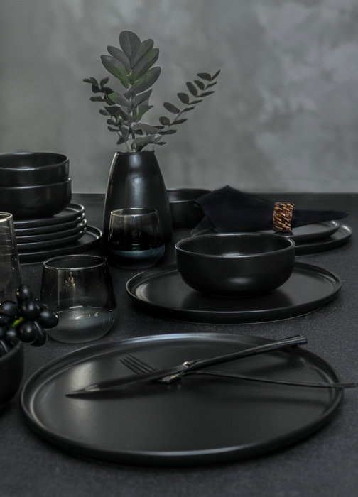Hermia Set de cena de cerámica de 18 piezas - Negro
